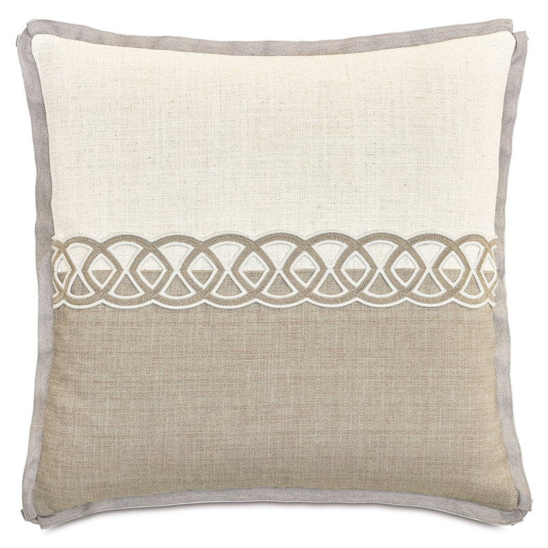 Coussin Rosecliff, Blanc / kaki, Carré 20 po