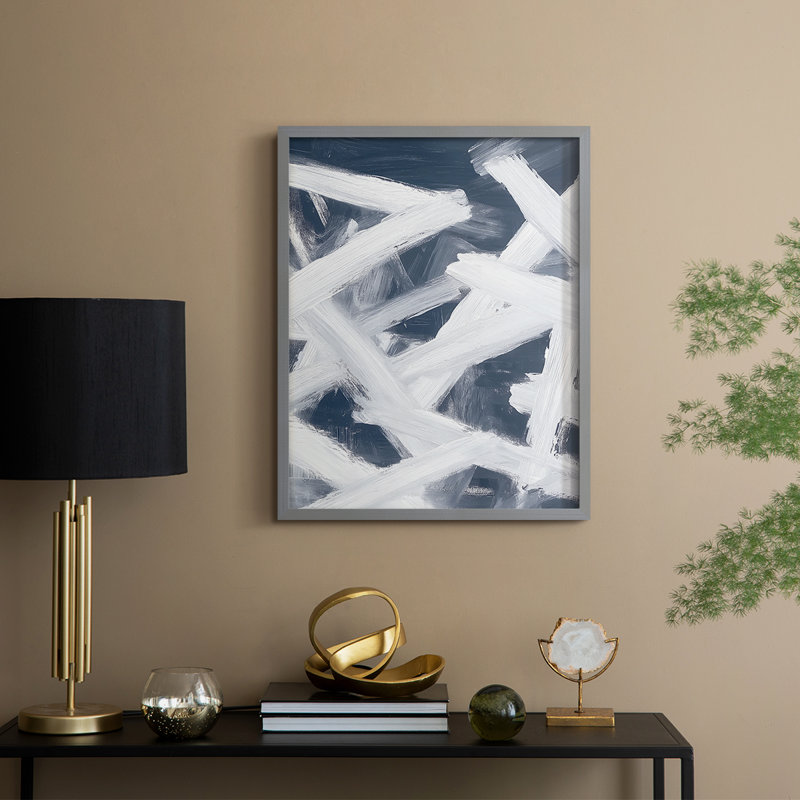 Reproduction encadrée abstraite XXV III - prête à être accrochée, H 14 po x P 11 po, Gris