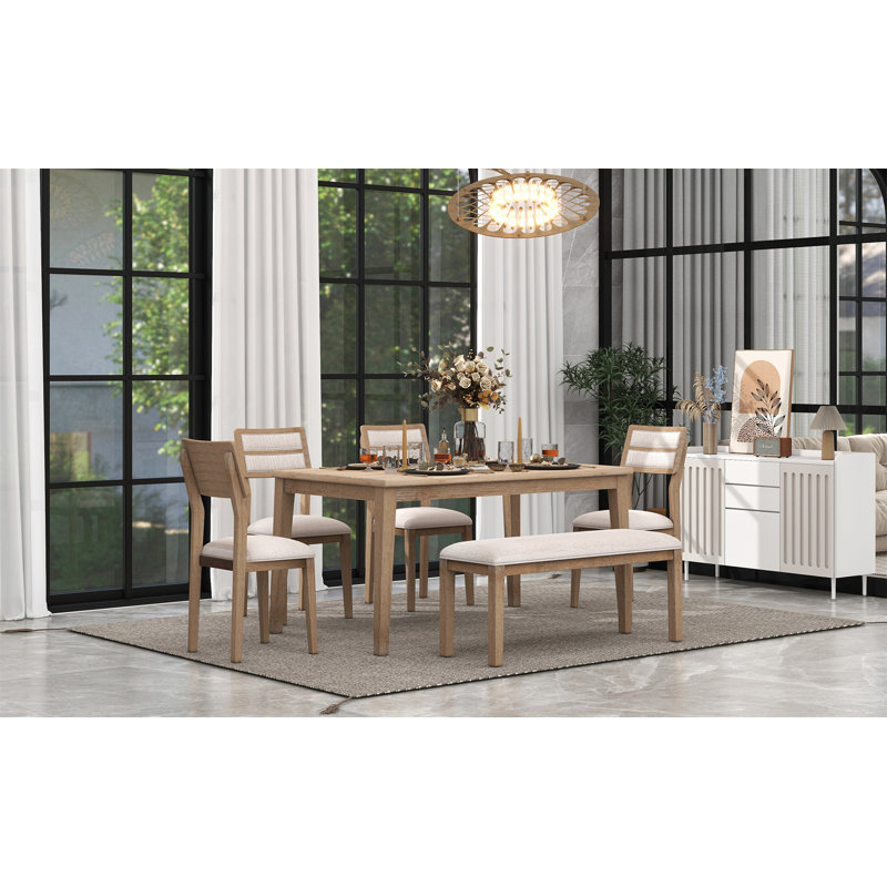 Ensemble de salle à manger 6 pièces de style classique et traditionnel, Naturel / Beige