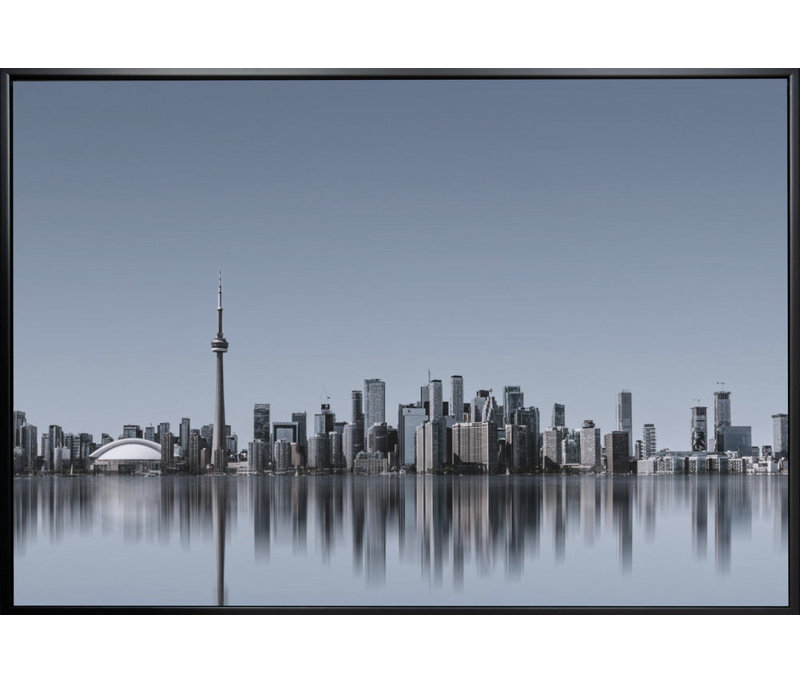 Toronto, horizon, art mural, Impression encadrée flottante sans passe-partout, H 51 po x l 40 po, Noir, noir, noir, noir