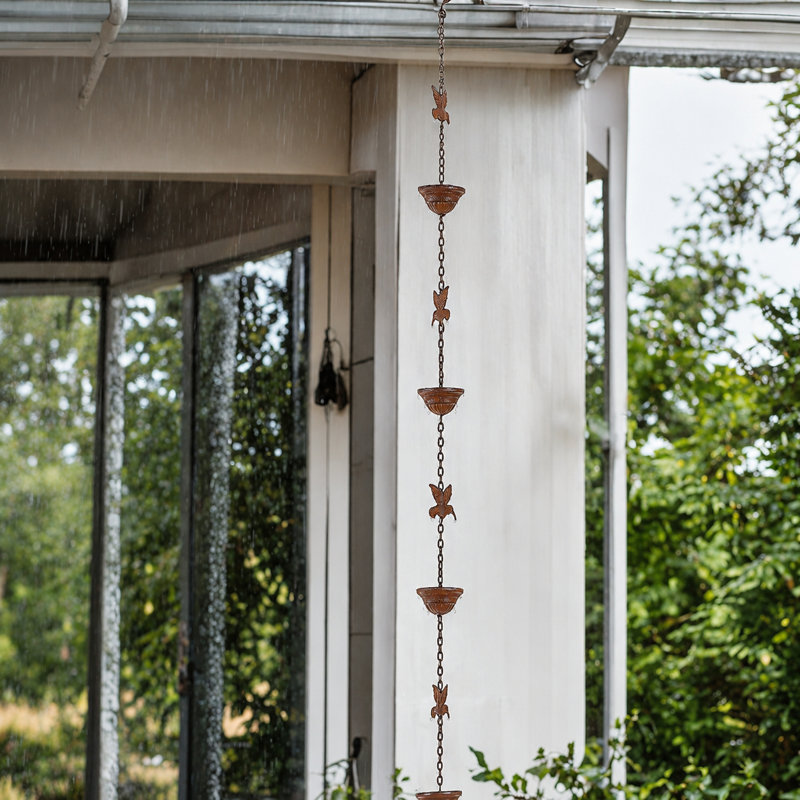 Rustic Hummingbird Metal Rain Chain