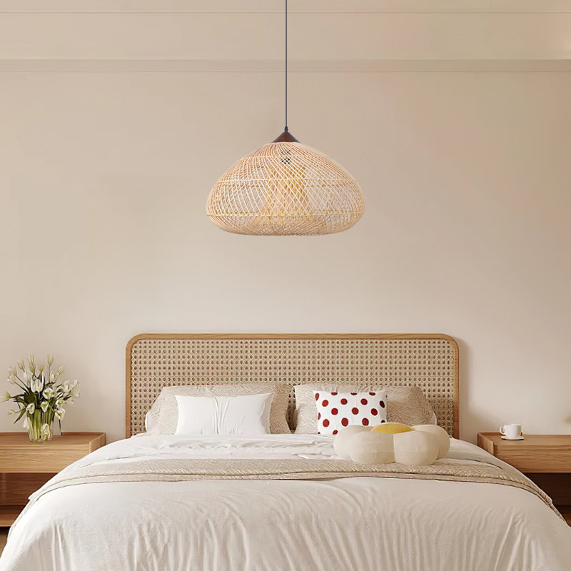 Luminaire suspendu en forme de dôme à 1 lumière Bhatt, Marron clair
