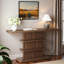 Console 63 po vintage avec tablettes de rangement ouvertes à 2 niveaux et grand plateau de table-130192784