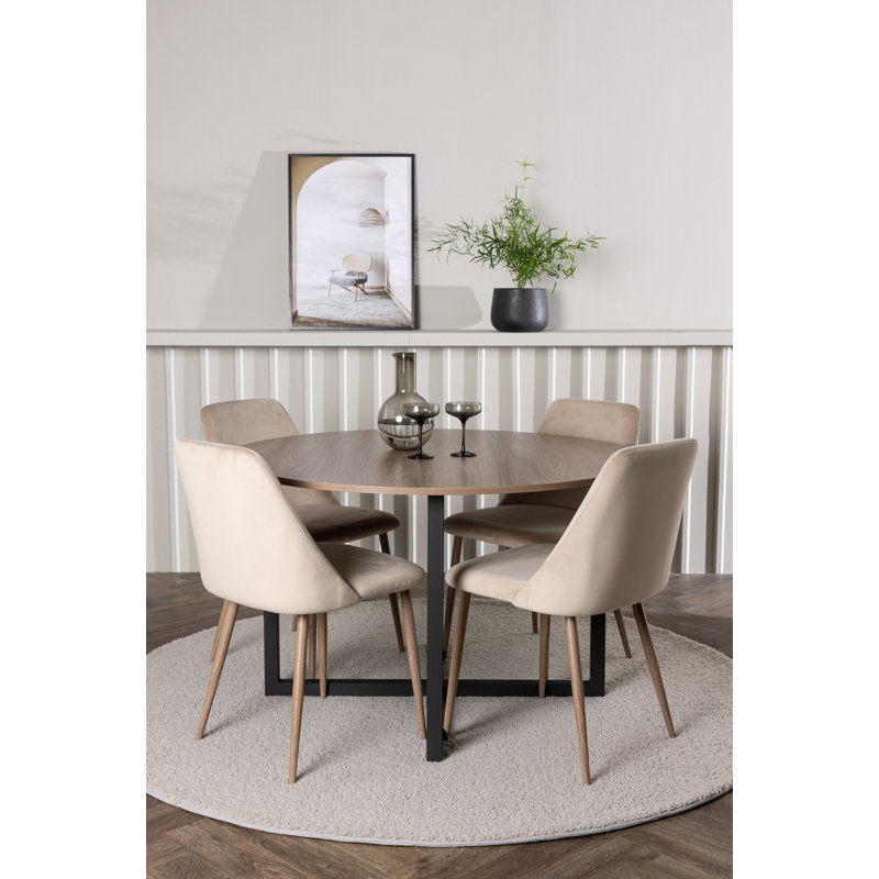 Vazquez 4 - Person Dining Set, Brown, Brown