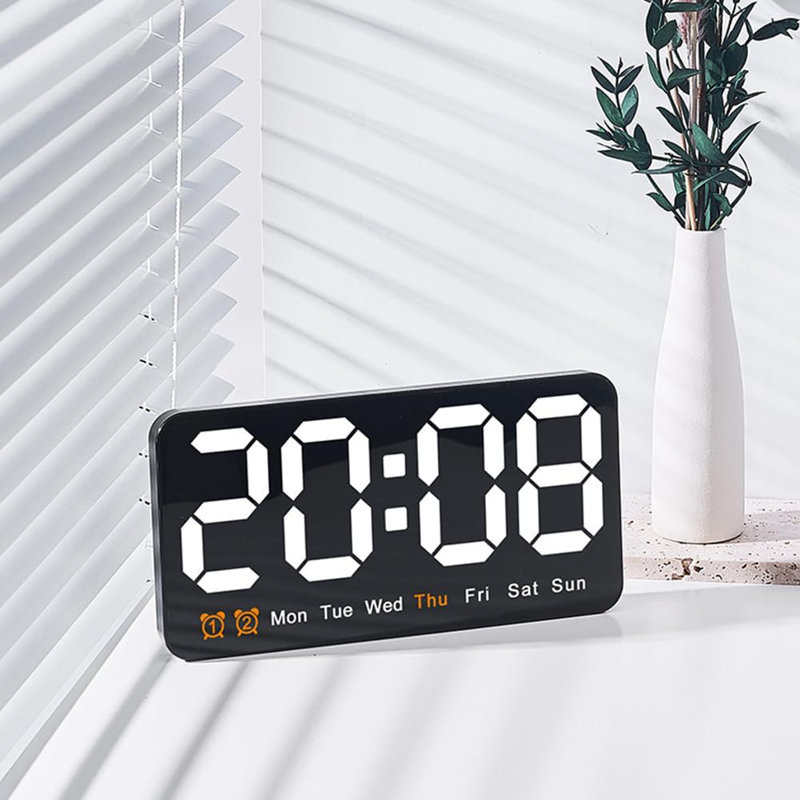 Digital Electric Alarm Tabletop Clock, White