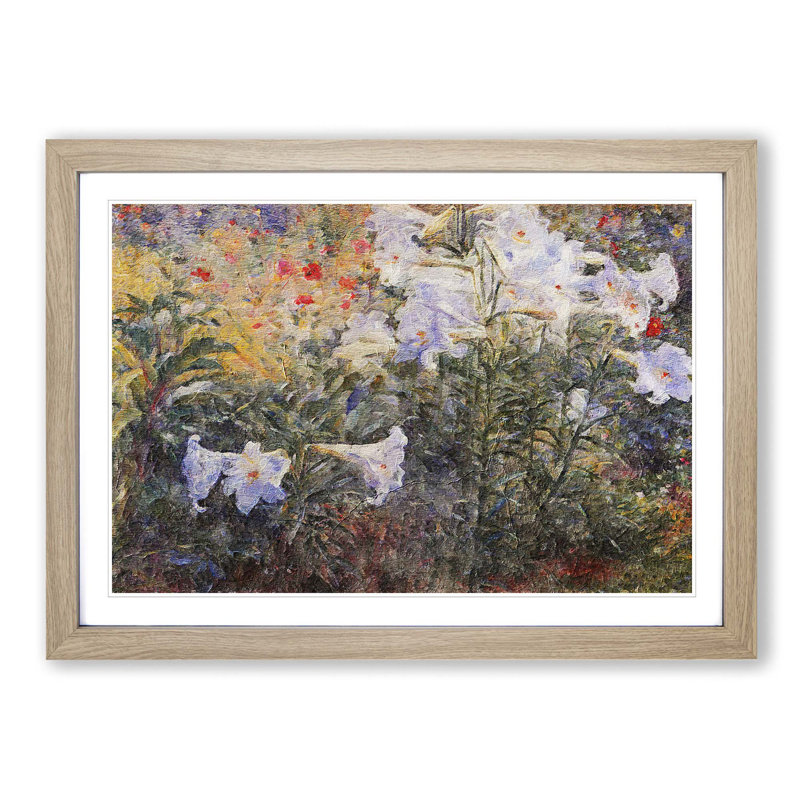 Easter Lilies by Kuroda Seiki - Picture Frame Painting Print on MDF, 36cm H x 48cm W x 2cm D, Oak Framed