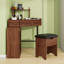 Ensemble de coiffeuse de coin avec tabouret de rangement rembourré, armoire coulissante et plateau de table en verre-1969580074