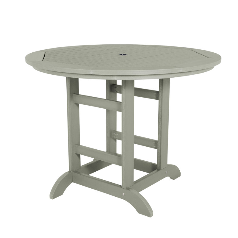 Tion Round Outdoor Dining Table With Umbrella Hole , in. W in. D, 36" H x 48" L x 48" W, Eucalyptus