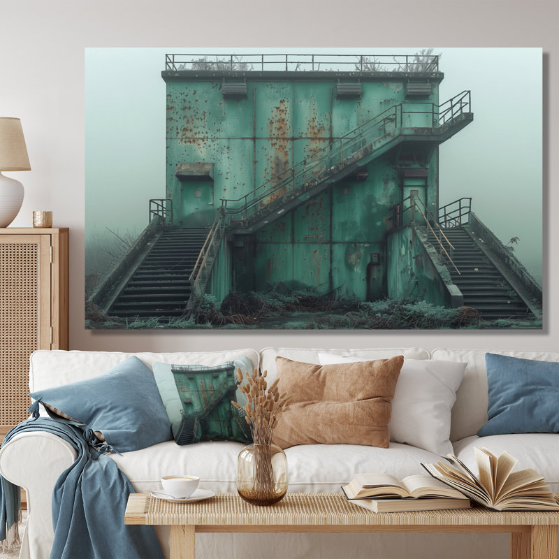 «Monocrhome», art mural gris et vert, Toile tendue, H 40 po x l 60 po