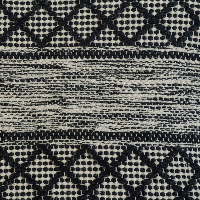 Throw Pillow Square Pillow Cover and Insert, Pillow Cover Only - No Insert, Black Striped Trellis