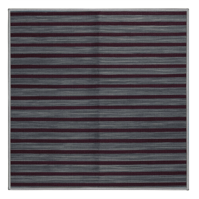 Machine Washable Horizontal Stripes Gray Area Rug, Square 5'