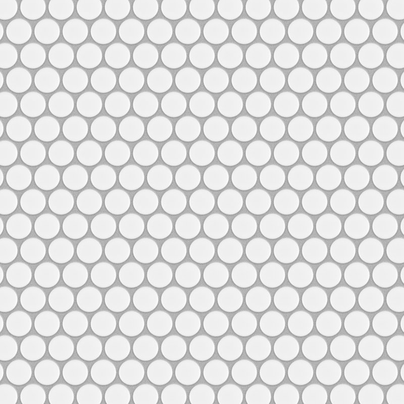Carreau de mosaïque de mur et de sol en porcelaine 0,74 "x 0,74" Metro Penny, Blanc mat