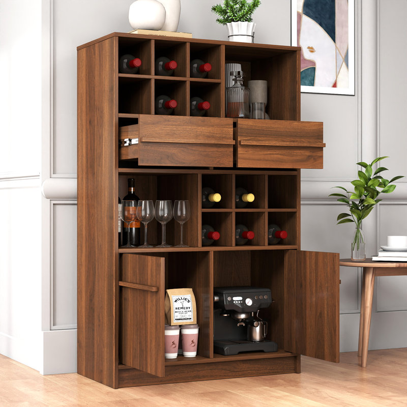 Armoire à vin moderne Hearthwood avec support à vin et rangement à 2 tiroirs