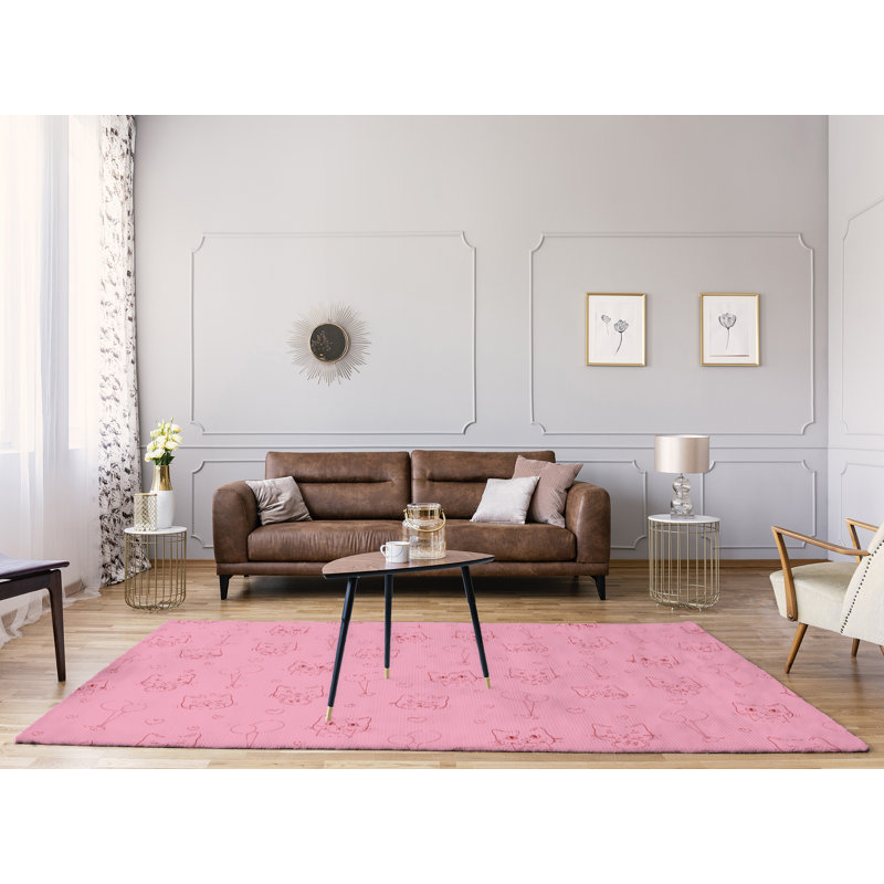 Tapis zone rose fait main, Rectangle 9 pi x 12 pi