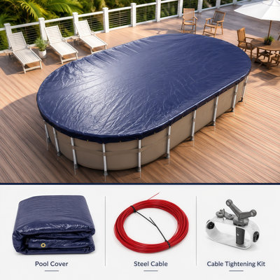 Royal Shade 100 GSM Premium Oval Blue Winter Swimming Pool Cover Tarp