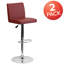 Contemporary Vinyl Adjustable Height Barstool with Panel Back and Chrome Base-1815093514