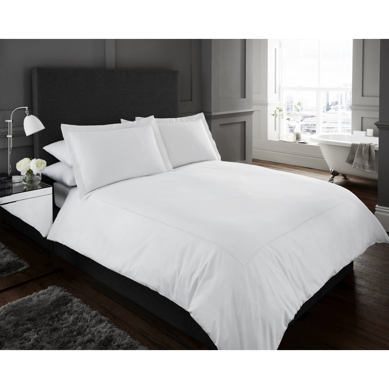 Marcy No Pattern Duvet Cover Set with Pillowcases, White, Super King Duvet Cover + 2 Standard Pillowcases