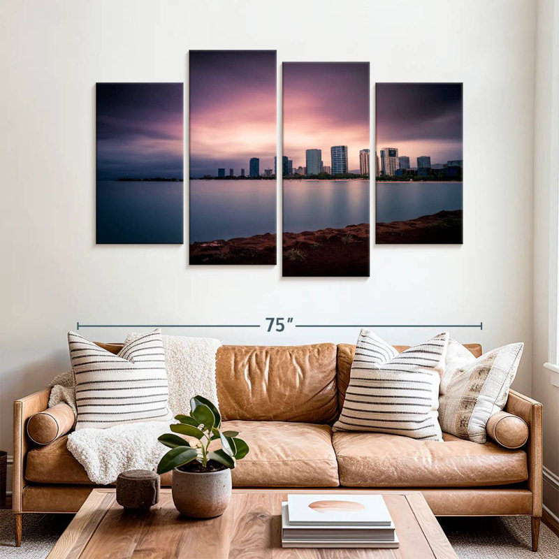 Sireci Honolulu Purple Sunset Skyline, 42"H x 68"W