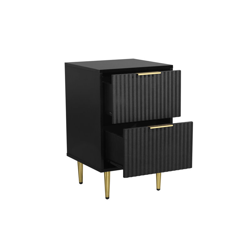 40 cm W Bedside Table, Black