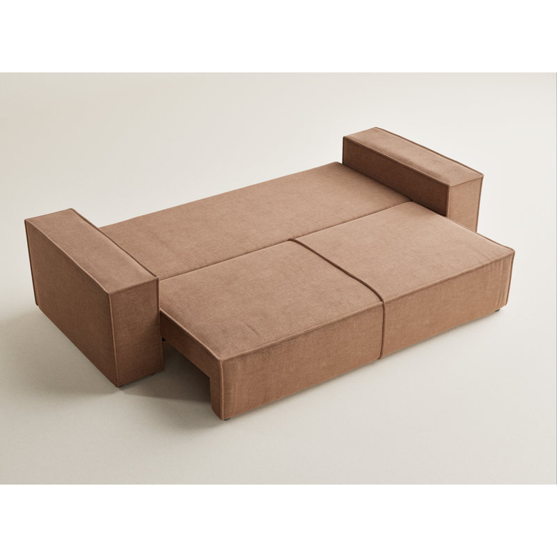 3 Seater Reclining Sofa, Light Brown Polyester/Chenille