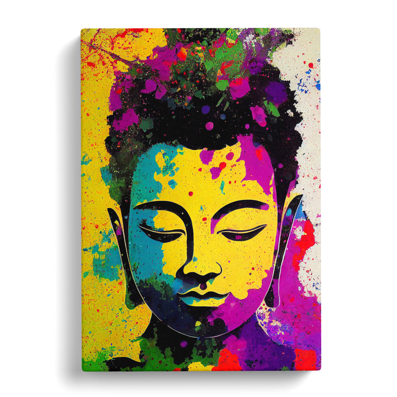 Buddha Splashed No.5 - Wall Art, Wrapped Canvas, 50cm H x 35cm W x 3cm D, No Matte