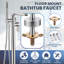 Robinet de baignoire autoportant à poignée simple en laiton massif avec bec cascade et douche à main-105208391
