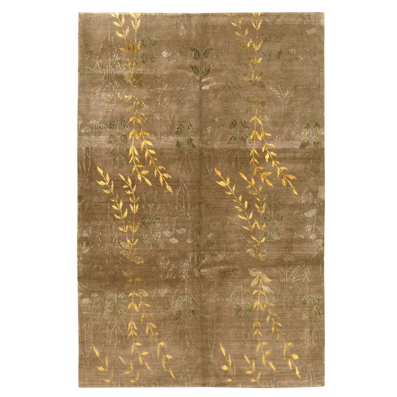 High-Quality Hand-Knotted Wheat Area Rug