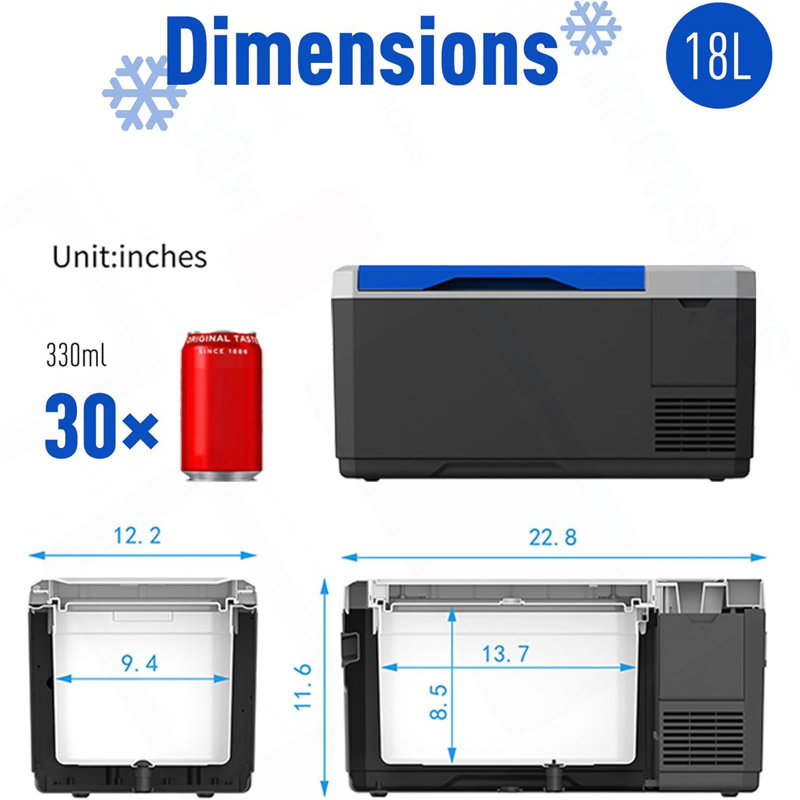 V18 Portable Refrigerator, 19Qt Car Freezer With APP Control,12V,45W Low Noice Cooler For RV, Boat
