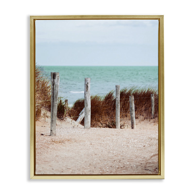 Cadre flottant Capricieuse Dreams Beach Coast, design par Marcus Prime, H 21 po x l 17 po, Cadre flottant métallique doré