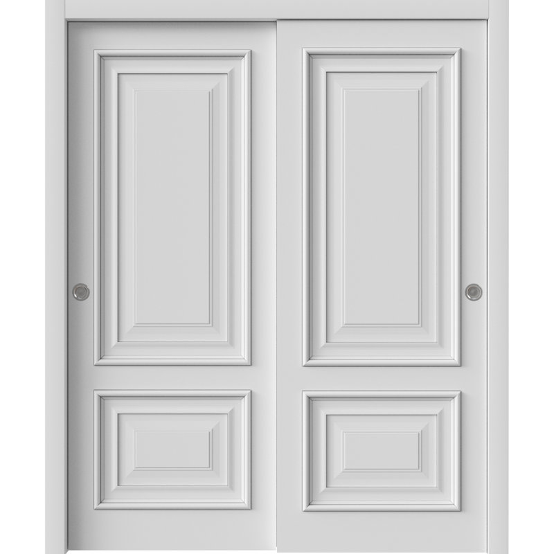 Portes coulissantes de contournement de garde-robe | Émail blanc IMPERial 1822 | Ensemble de quincaillerie Rails | Portes de garde-robe de chambre en bois massif
