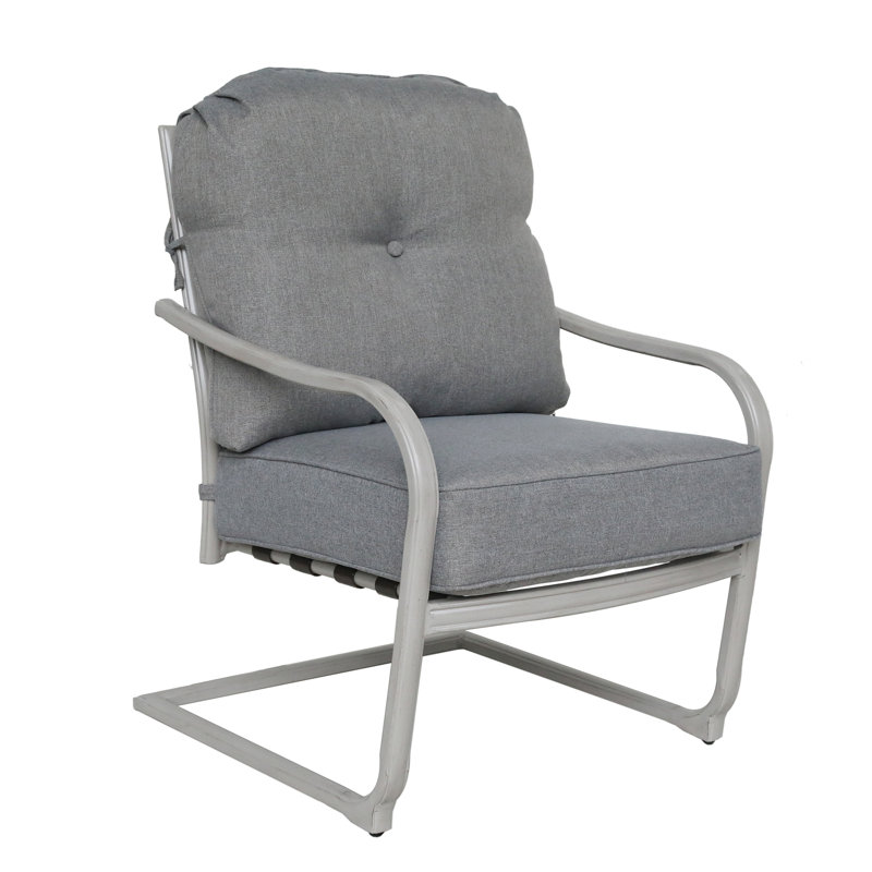 Chaise de patio avec coussins Raedel, Basalte, Blé cendré