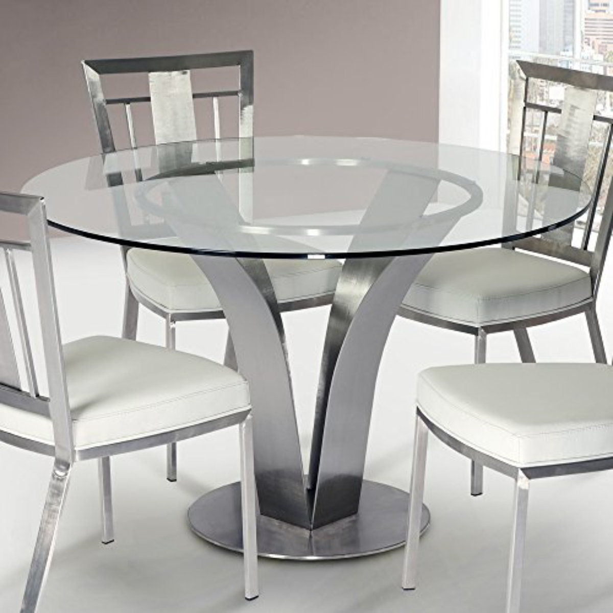 Brayden Studio Cantu 48 Wide Dining Table In Stainless Steel With Glass Reviews Wayfair Canada