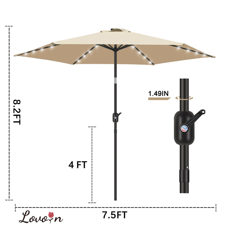 Parasol de marché lumineux Boxwell, Beige, H 98,4 po x l 90 po x P 90 po
