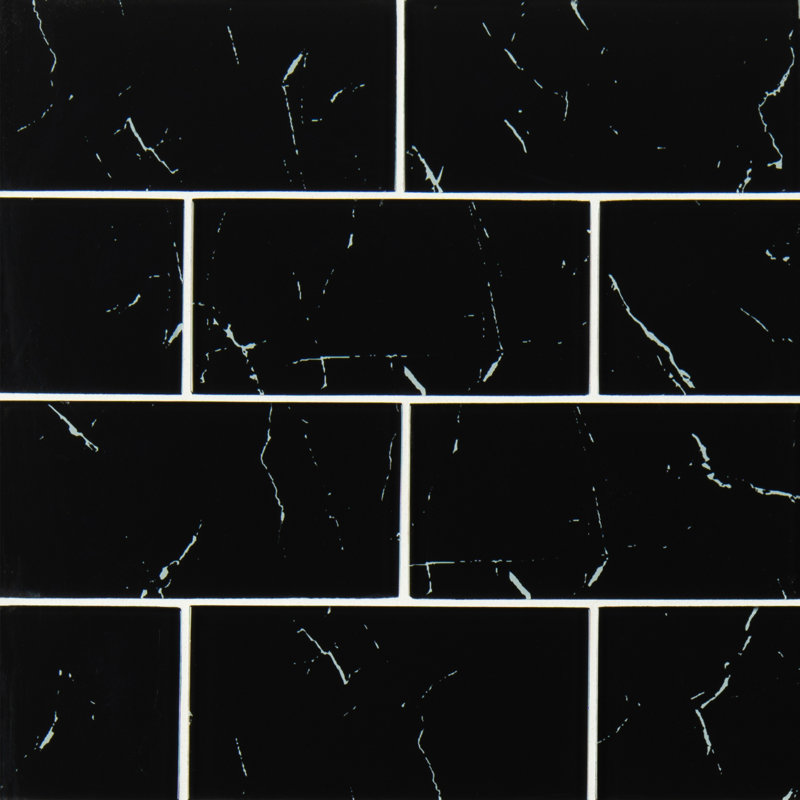Carrelage mural en verre brillant 3 po x 6 po Kurova Subway, Kurova