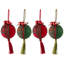 Jingle Bells And Tassels Christmas Ball Ornaments - 2.75" - Set Of 4 - Green And Red
