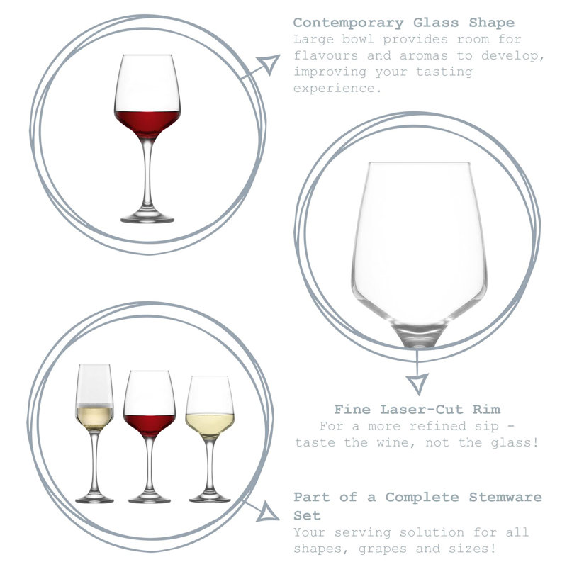 LAV - Lal Red Wine Glasses - 400ml - Pack of 6