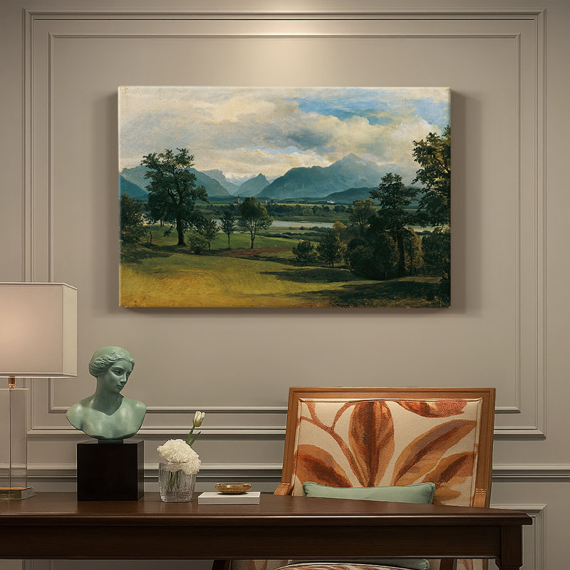 Vue d'une vallée alpine - Galerie Gauermann - toile tendue - c. Milieu du 19e siècle, 32 x 48