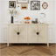 Buffet à 4 portes, buffet sculpté avec rangement, armoire à café moderne avec tablette réglable pour le salon, la salle à manger et la cuisine