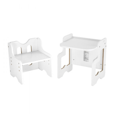 Ensemble de table et fauteuils Montessori, table pour tout-petits en bois 3 en 1 et chaises avec tableau noir, hauteur réglable pour les enfants de 1 à 5 ans, idéal pour dessiner, lire, manger - blanc
