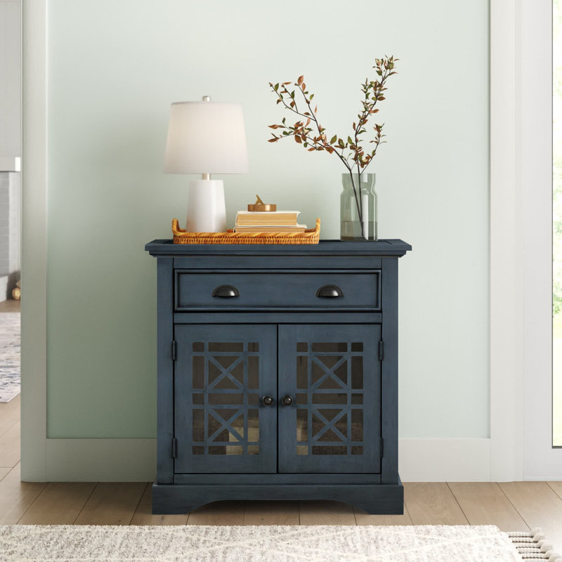Buffet décoratif 2 portes Mara, Bleu marine antique
