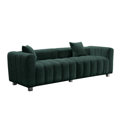 83.46'' Premium Velvet Sofa 3-Seater Loveseat, Modern Bubble Upholstered Couch with Metal Base Legs and 2 Pillows for Living Room, Bedroom.