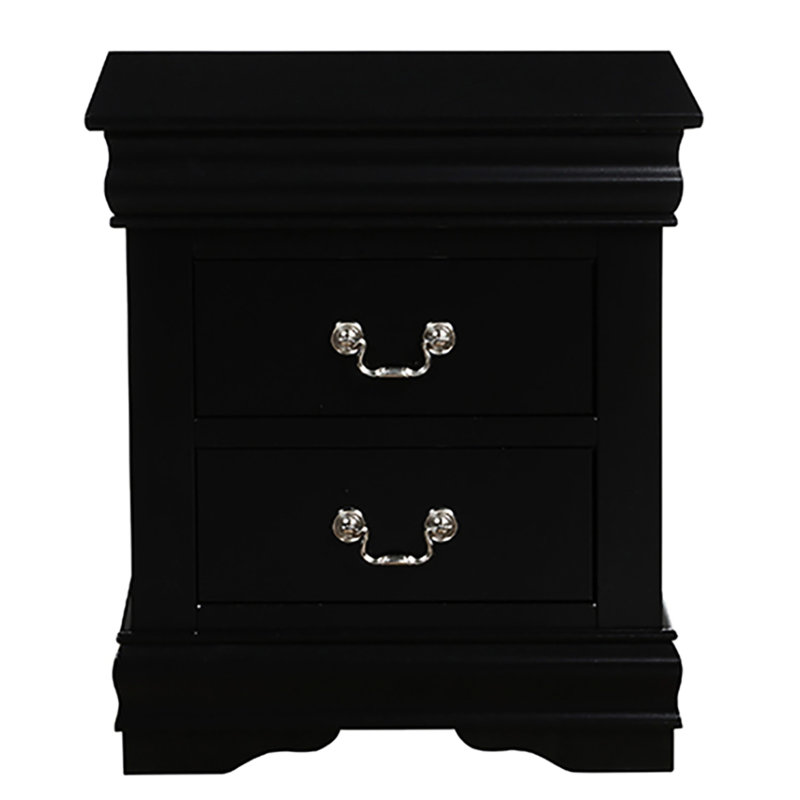 Table de chevet noire 2 pour la chambre à coucher - Design moderne et grand rangement traditionnel avec 2 tiroirs fonctionnels