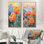 Pivoines d'été et le lever du soleil I - Collection d'art mural floral 2 panneaux