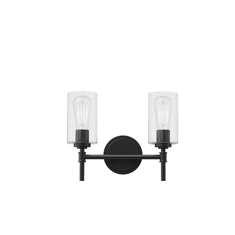 Wexton 2-Light 5.44” Wide Vanity Light, Matte Black, Clear Bubble