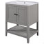 Lavabo de salle de bain moderne élégant en céramique 24 po avec tablette ouverte en bois massif-988649306