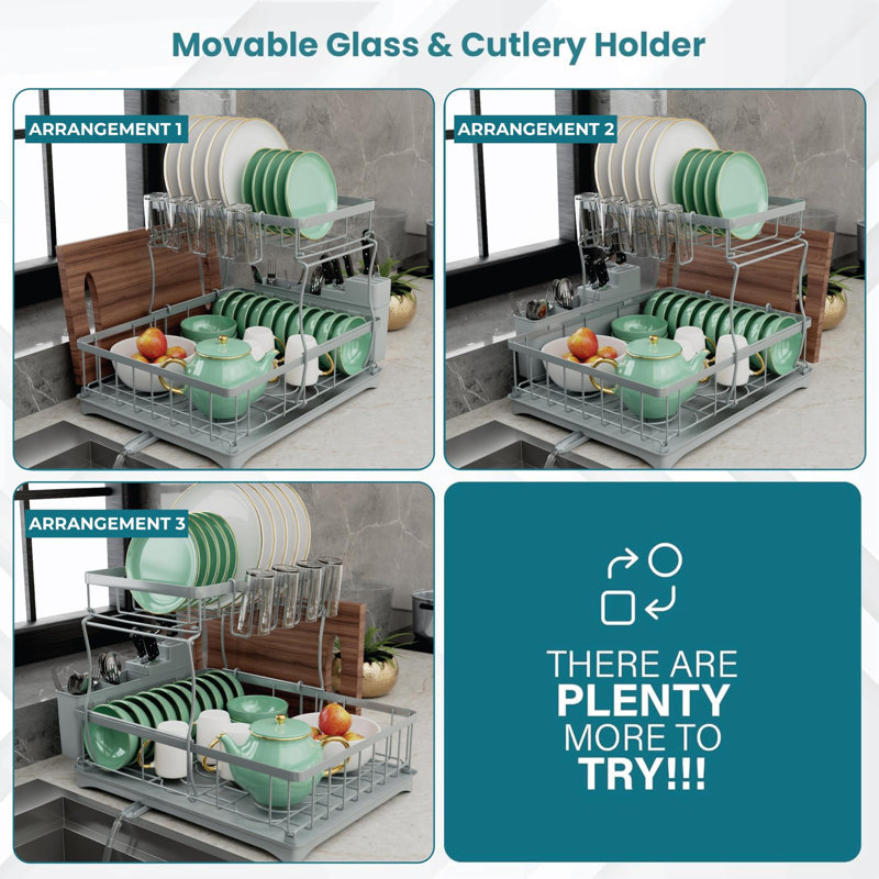 Adjustable Stainless Steel Dish Rack, Grey