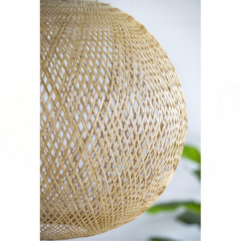 Lustre rond tissé en bambou D22x14 "