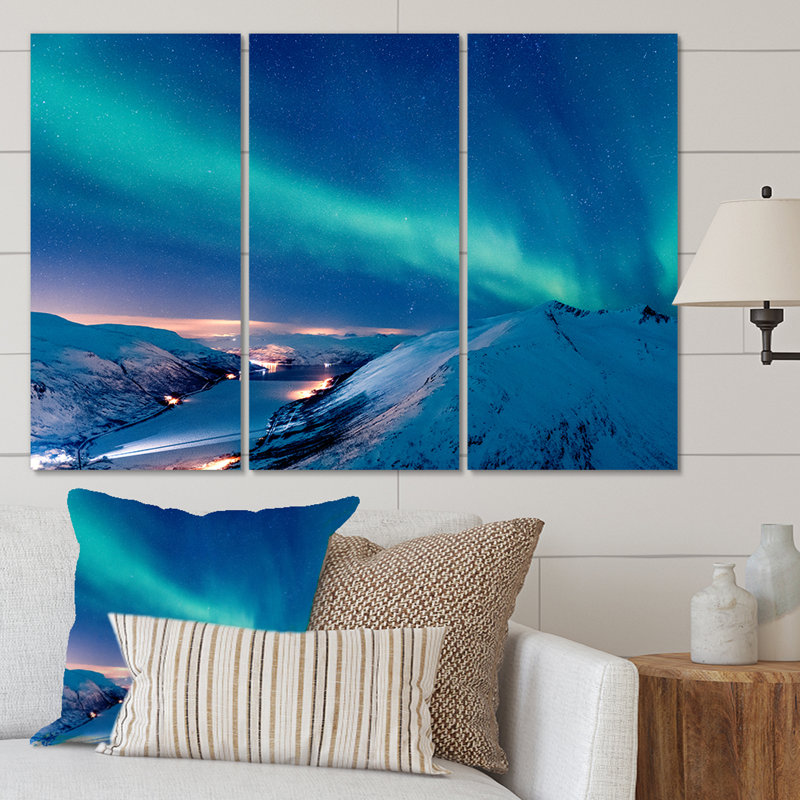 Northern Lights In Alaska I, impression sur toile 3 pièces, H 28 po x l 36 po x P 1 po