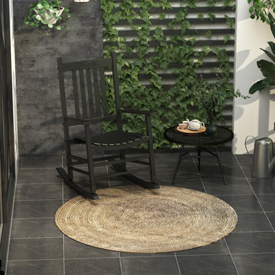 Chaise berçante d'extérieur, chaise berçante de patio en bois avec accoudoirs lisses, dossier haut pour le jardin, balcon, porche