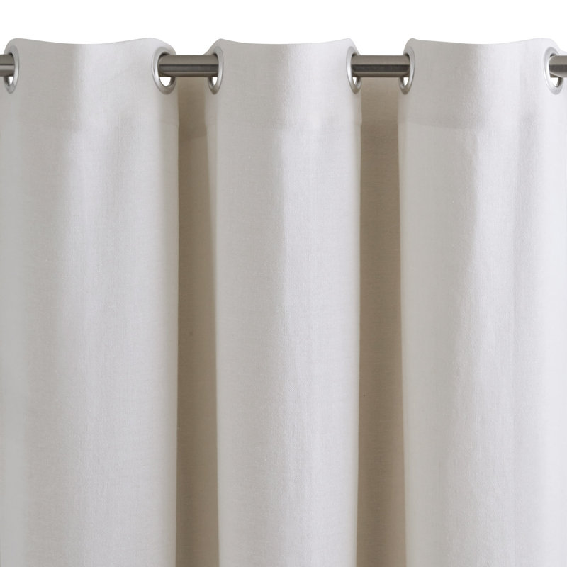 Aubin Linen Semi Sheer Single Curtain Panel, 145 W x 280 D cm, White